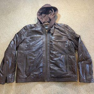 Milwaukee Leather Mens Size XL Leather Brown Coat Jacket Zip Hooded